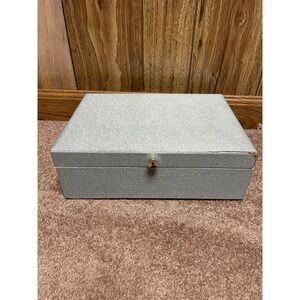 Vintage 1960's LADY BUXTON 2 Tier Blue Jewelry Box Blue Velvet‎ grandma core